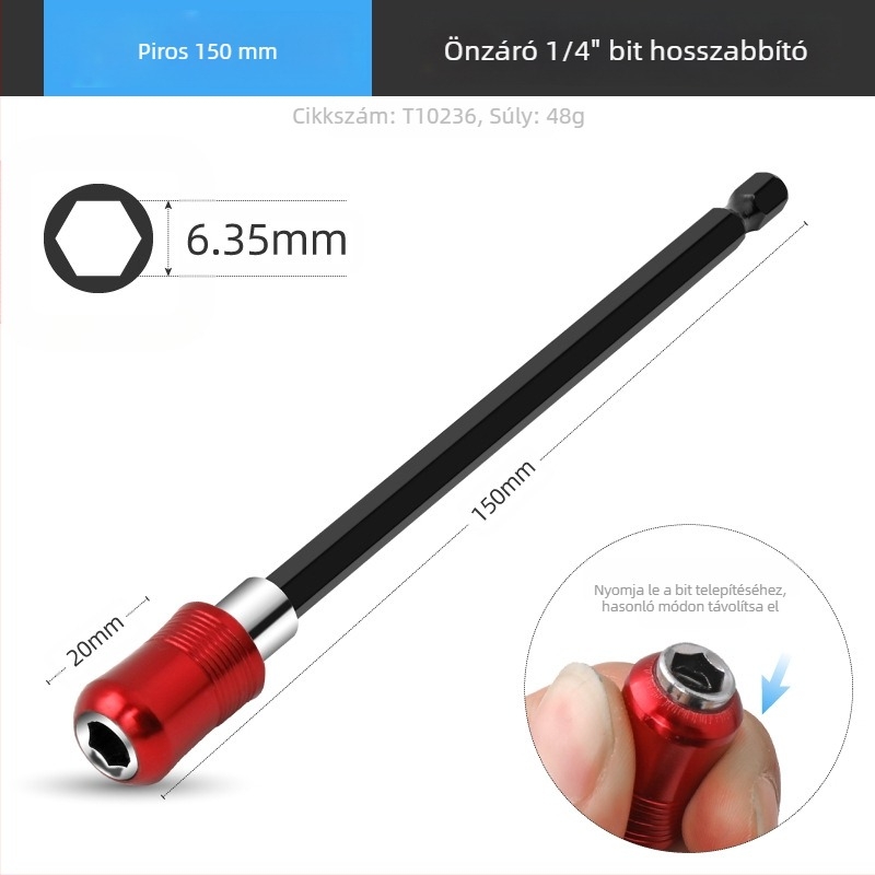 SteelMaster Fúróbit hosszabbító rúd mágneses önzáró csatlakozóval, gyorscsere HEX eszközzel