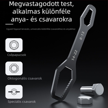 Multifunkcionális, dupla végű állítható csavarkulcs készlet plomvirág fejjel, önszorító kialakítással