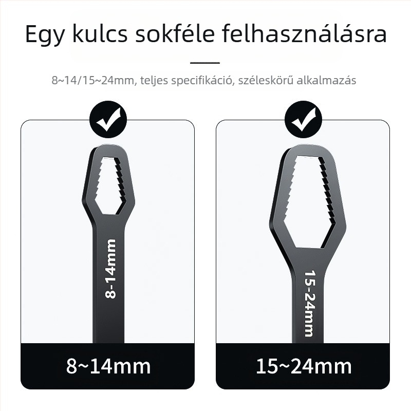 Multifunkcionális, dupla végű állítható csavarkulcs készlet plomvirág fejjel, önszorító kialakítással