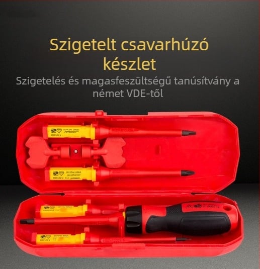 Mamba 13 darab VDE szigetelt csavarhúzó készlet elektromestereknek — mágneses fejek, szénacél