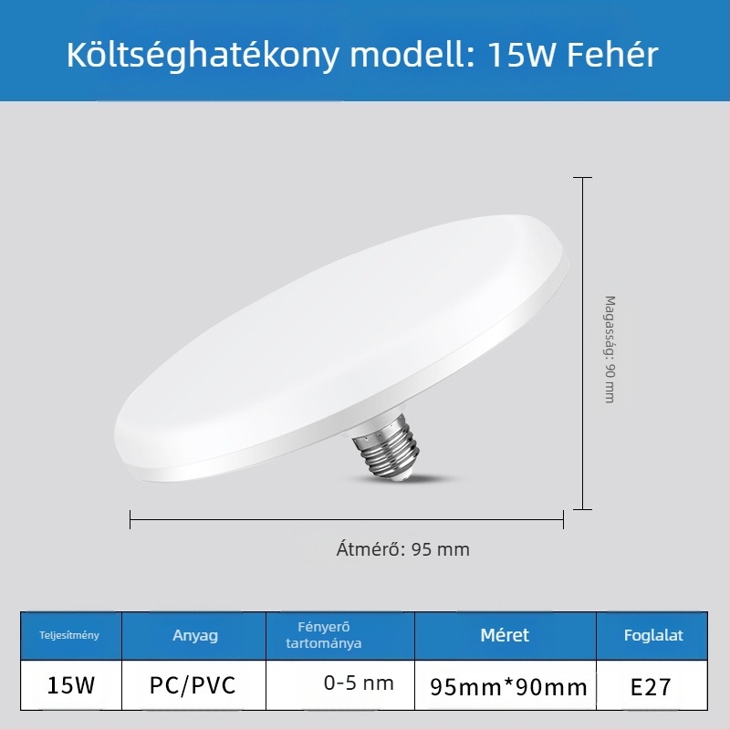 LED lámpa E27-es foglalattal, 1100 lm, 180° sugárzási szög, 220V, 10000 h élettartam