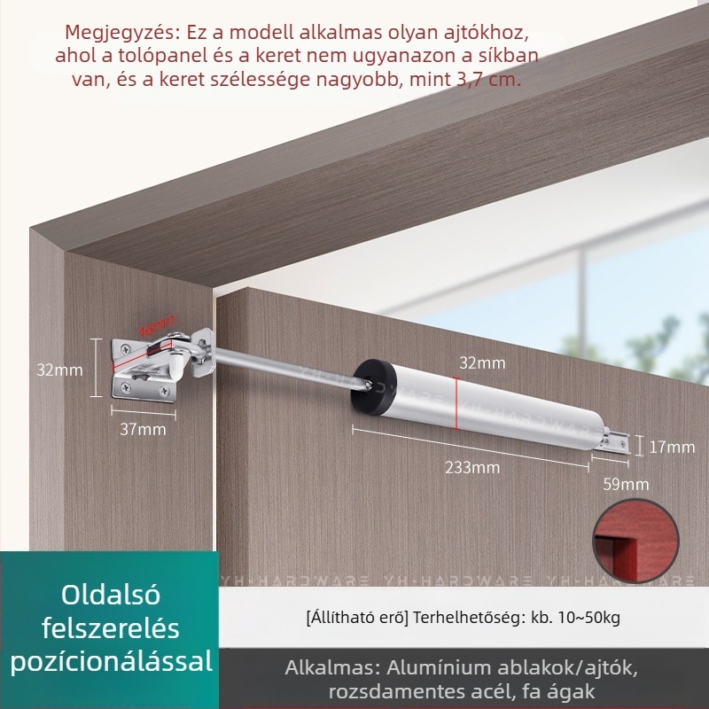 Xuncheng rozsdamentes acél ajtócsukó – állítható zárósebesség és állítható záróerő