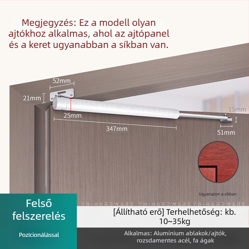 Xuncheng rozsdamentes acél ajtócsukó – állítható zárósebesség és állítható záróerő