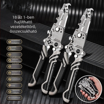 Összecsukható vezetékleválasztó és crimpelő fogó – villanyszerelő, kézi, sokfunkciós, Haoqi