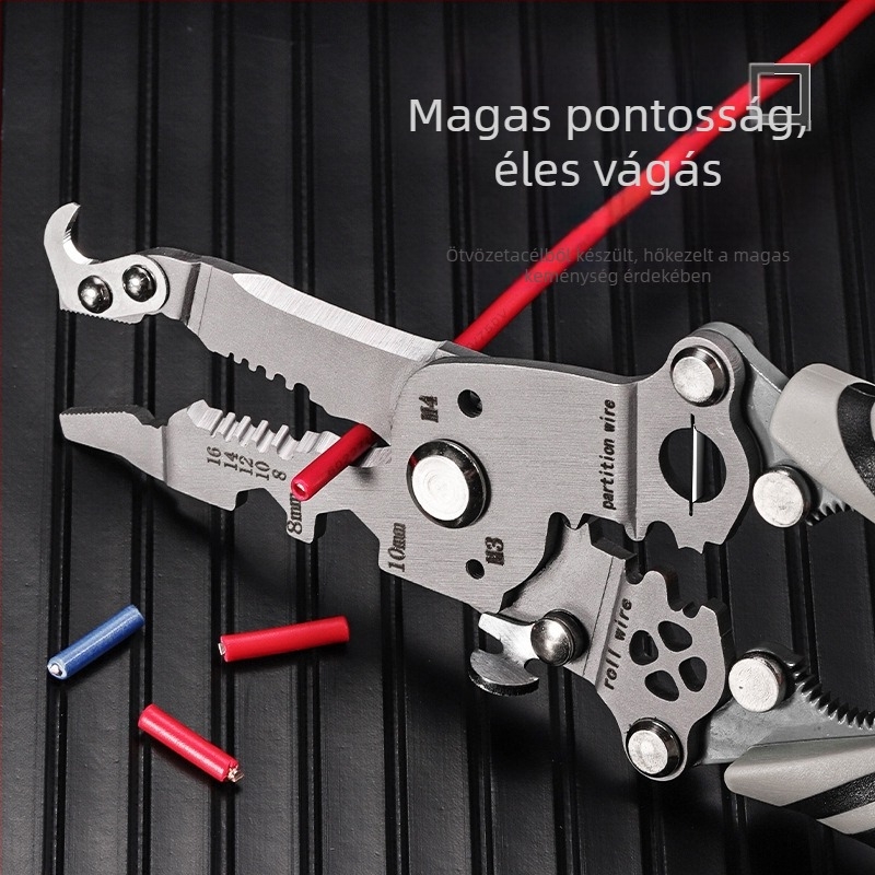Összecsukható vezetékleválasztó és crimpelő fogó – villanyszerelő, kézi, sokfunkciós, Haoqi