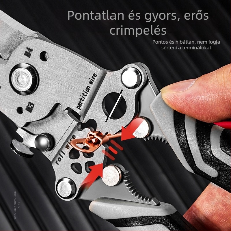 Összecsukható vezetékleválasztó és crimpelő fogó – villanyszerelő, kézi, sokfunkciós, Haoqi