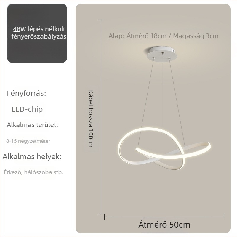 Étkezői függőlámpa - Modern egyszerűség, vas test, akril árnyékoló, LED világítás