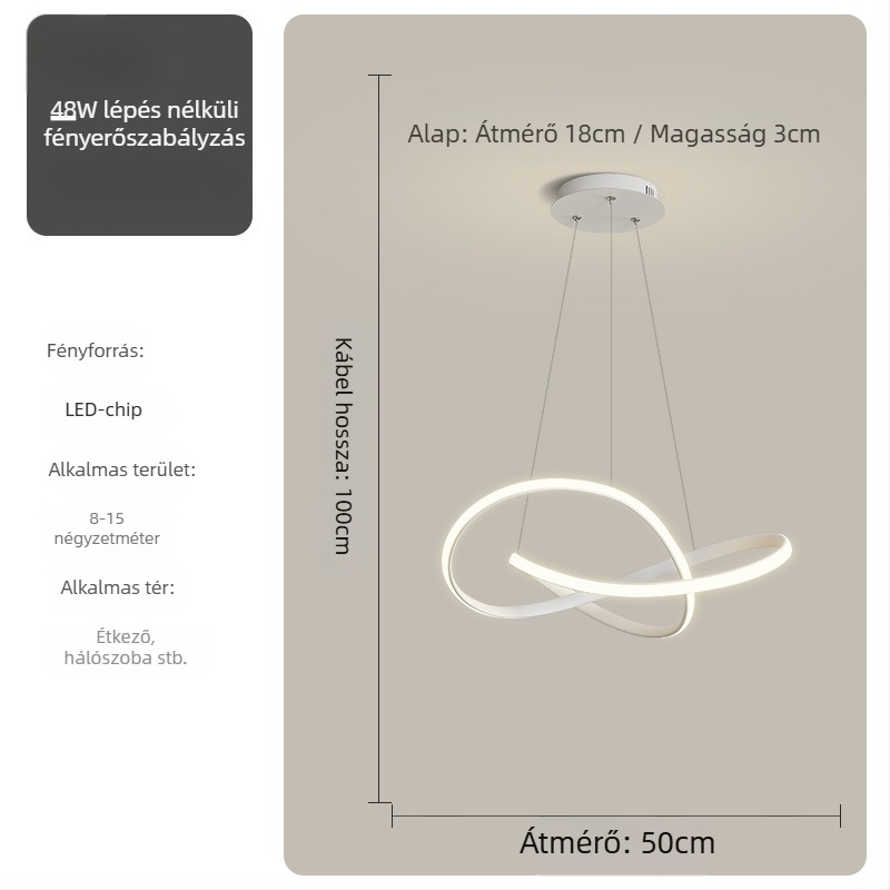 Étkezői függőlámpa - Modern egyszerűség, vas test, akril árnyékoló, LED világítás