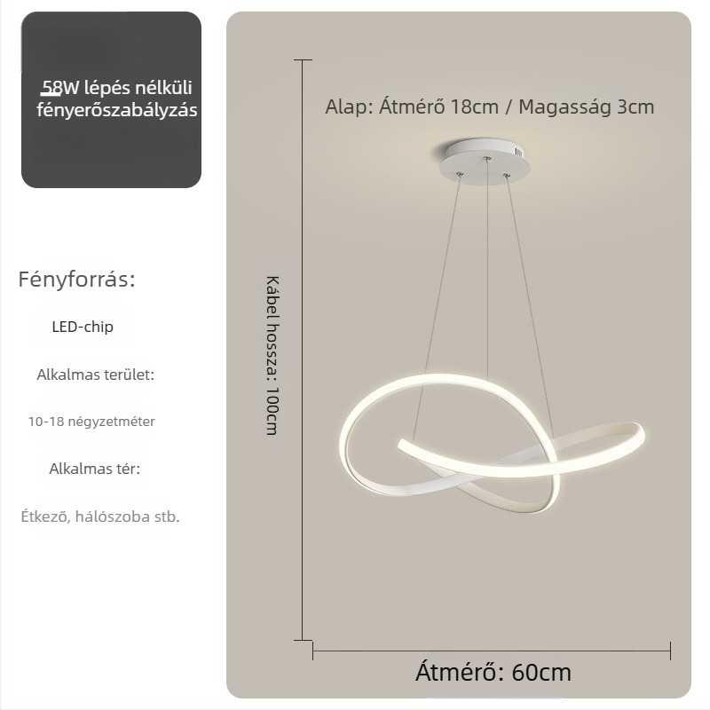 Étkezői függőlámpa - Modern egyszerűség, vas test, akril árnyékoló, LED világítás