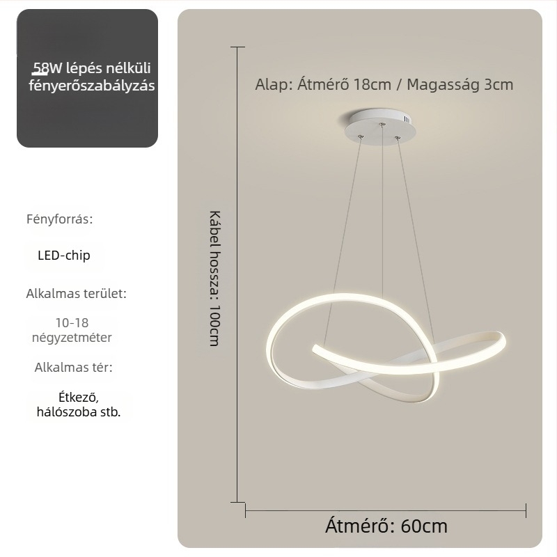 Étkezői függőlámpa - Modern egyszerűség, vas test, akril árnyékoló, LED világítás