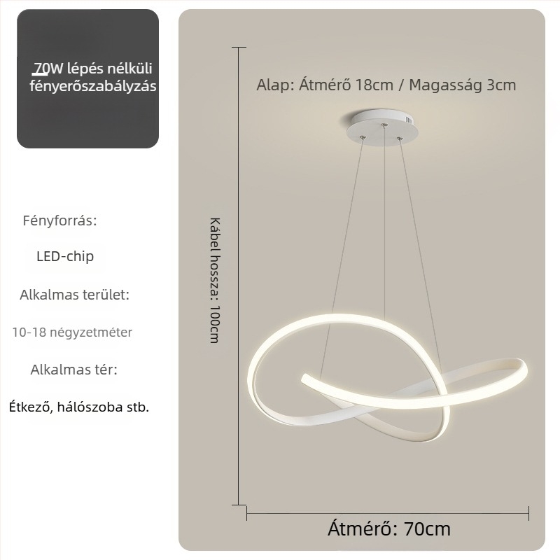 Étkezői függőlámpa - Modern egyszerűség, vas test, akril árnyékoló, LED világítás