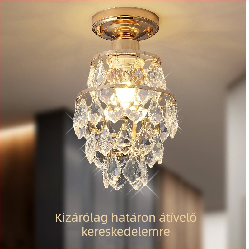 Kristály mennyezeti lámpa - európai stílus, LED, vas test, kristály árnyékoló, 220V, 3-5㎡ megvilágítás
