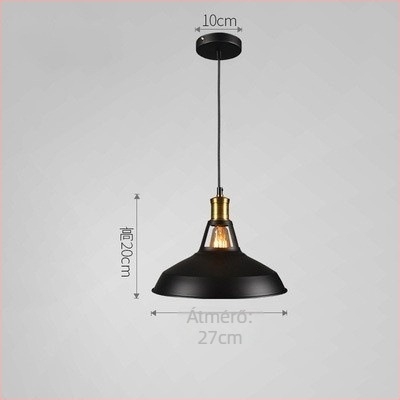 Vasból készült csillár, ipari loft stílus, egyfejű függesztett lámpa, LED, megvilágítási terület 3-5 m², magasság állítható 1 m