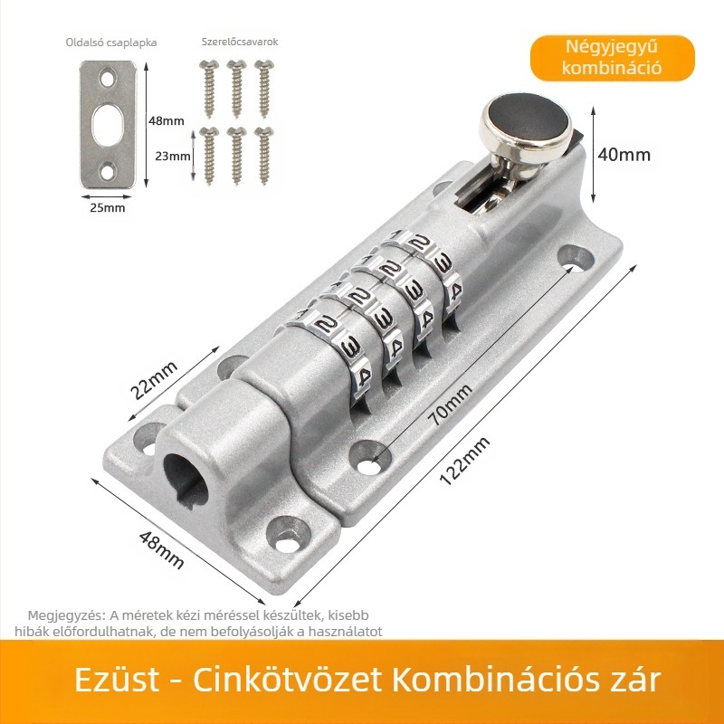 Cinkötvözetből készült jelszavas zár – fúrás nélküli telepítés, vízálló és rozsdamentes kültéri ajtózár fához