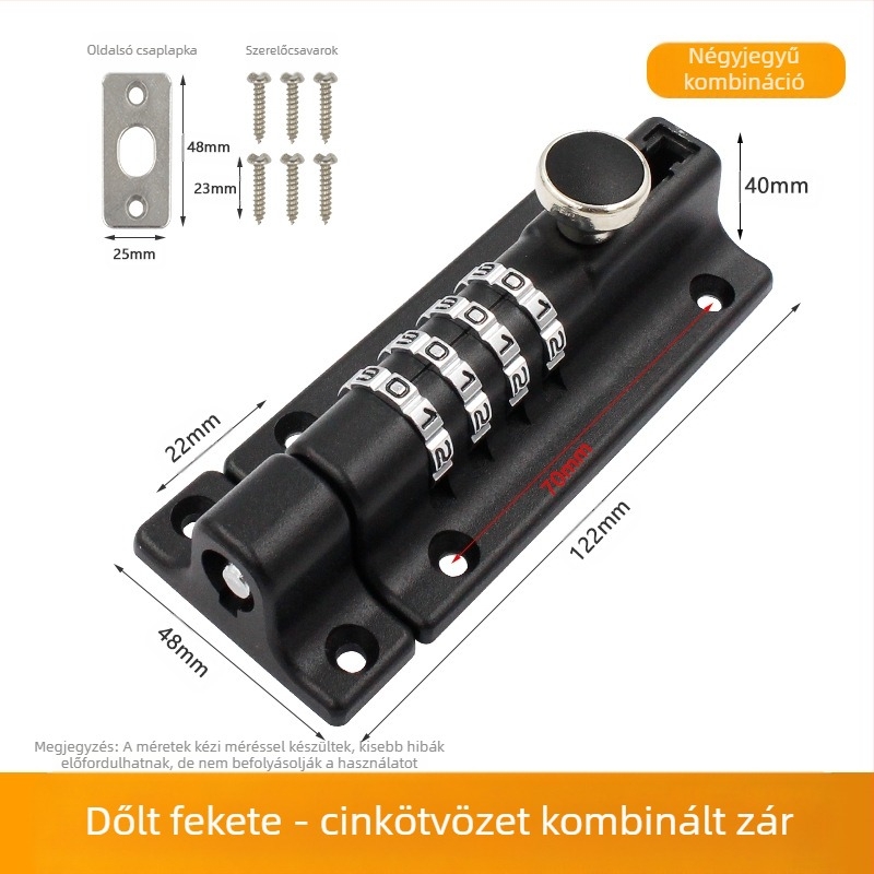 Cinkötvözetből készült jelszavas zár – fúrás nélküli telepítés, vízálló és rozsdamentes kültéri ajtózár fához