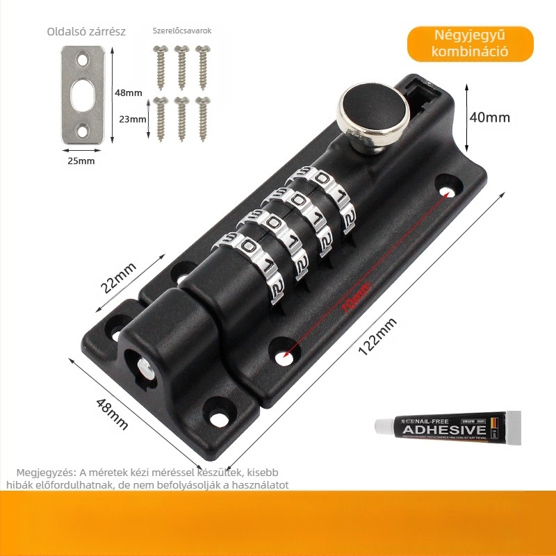 Cinkötvözetből készült jelszavas zár – fúrás nélküli telepítés, vízálló és rozsdamentes kültéri ajtózár fához