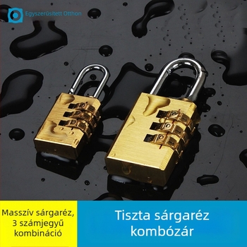 3 kerékes numerikus kombinációs poggyász zár, réz anyagból, modell: kisméretű háromkerekű, zárókar vastagsága 3 mm, rudak közötti távolság 21 mm, típus: számjegyes, stílus: modern minimalizmus