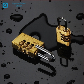 3 kerékes numerikus kombinációs poggyász zár, réz anyagból, modell: kisméretű háromkerekű, zárókar vastagsága 3 mm, rudak közötti távolság 21 mm, típus: számjegyes, stílus: modern minimalizmus