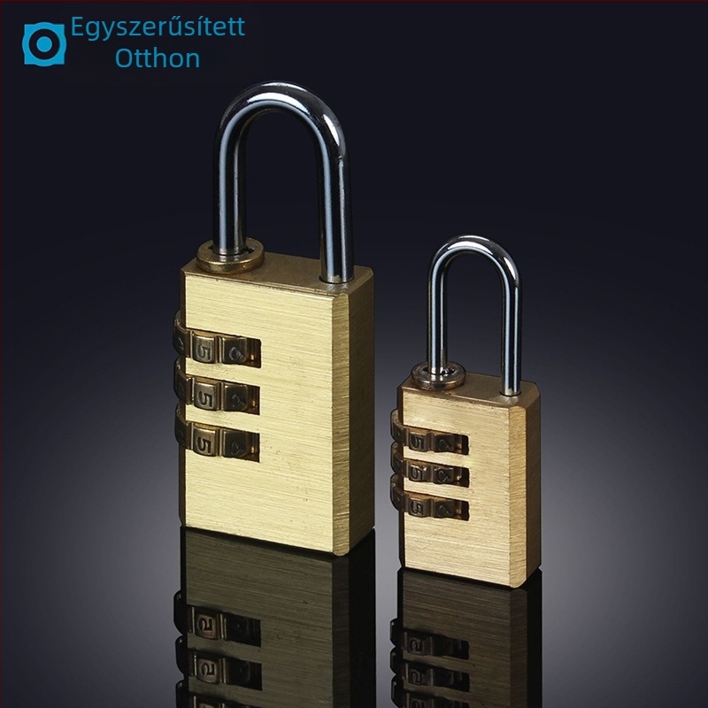 3 kerékes numerikus kombinációs poggyász zár, réz anyagból, modell: kisméretű háromkerekű, zárókar vastagsága 3 mm, rudak közötti távolság 21 mm, típus: számjegyes, stílus: modern minimalizmus