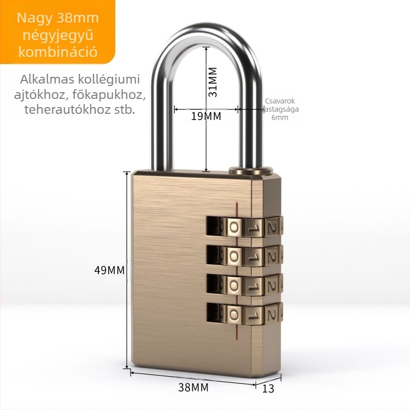 3 kerékes numerikus kombinációs poggyász zár, réz anyagból, modell: kisméretű háromkerekű, zárókar vastagsága 3 mm, rudak közötti távolság 21 mm, típus: számjegyes, stílus: modern minimalizmus