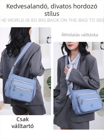 Crossbody táska, Kompozíciós anyagú szövet, Nylon bélés, Cipzáras záródás, Horizontális négyzet alakú sziluett