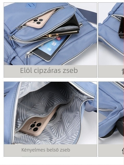 Crossbody táska, Kompozíciós anyagú szövet, Nylon bélés, Cipzáras záródás, Horizontális négyzet alakú sziluett
