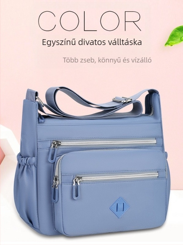 Crossbody táska, Kompozíciós anyagú szövet, Nylon bélés, Cipzáras záródás, Horizontális négyzet alakú sziluett