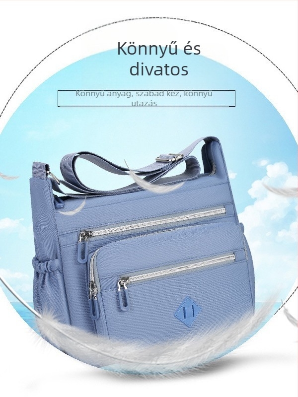 Crossbody táska, Kompozíciós anyagú szövet, Nylon bélés, Cipzáras záródás, Horizontális négyzet alakú sziluett