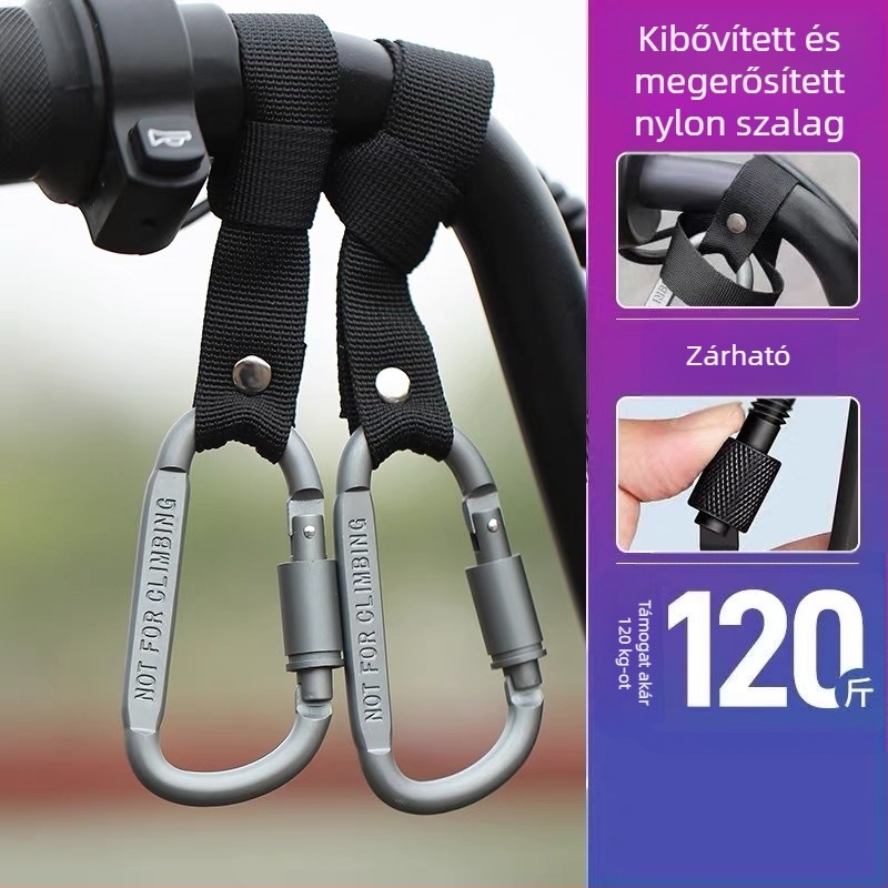 Elsőre felszerelhető univerzális kampó elektromos kerékpárok és motorkerékpárok számára — ötvözet, modern dizájn, sisak és tárgyak tárolása