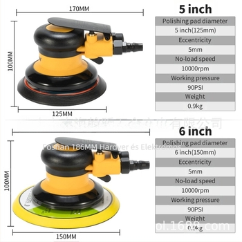 Pneumatikus csiszoló- és polírozógép porgyűjtő vákuummal, fém- és faanyaghoz