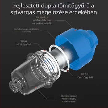 Otthoni vízszűrő előszűrő W10, PP anyag, 0,5 L kapacitás, 0–55°C, végső vízszűréshez
