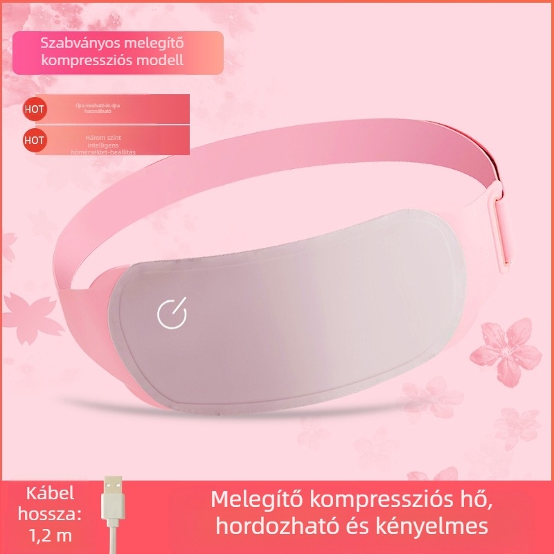 Deréktáji melegítő öv vibrációs masszázzsal és mágneses terápiával, USB tápegység, 3 fokozat, 45–60°C