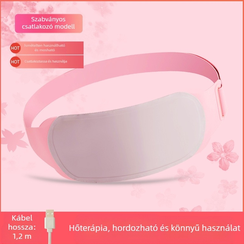 Deréktáji melegítő öv vibrációs masszázzsal és mágneses terápiával, USB tápegység, 3 fokozat, 45–60°C