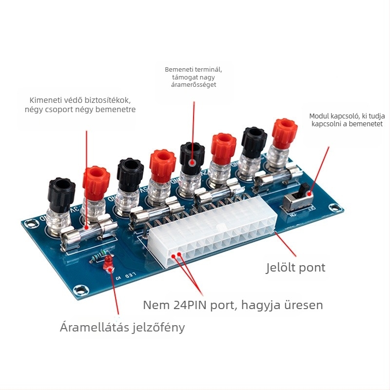 XH-M229 Asztali PC ATX Tápegység Panel Vezeték Kivezető Modullal és Kimeneti Csatlakozókkal | Core Storm