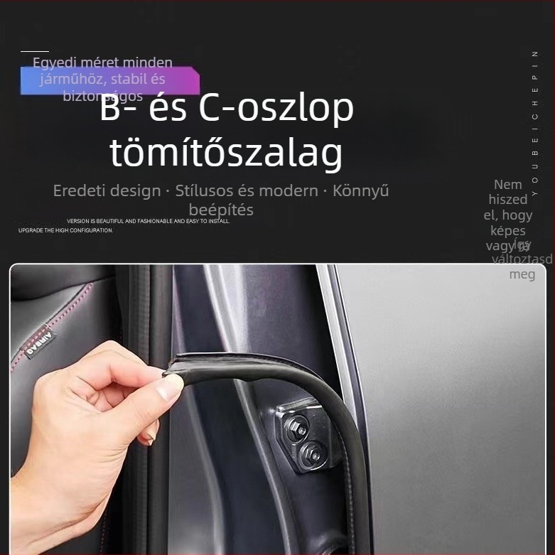 Autó tömítőprofil B-oszlophoz, gumiból, szél- és porálló, hangszigetelés, általános kompatibilitás