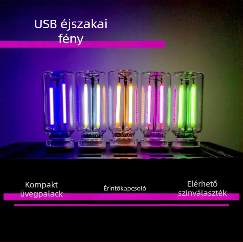 USB érintéses éjszakai lámpa – üveg asztali és autó atmoszférikus világítás, Modell 352, Teljesítmény 5, Feszültség 5
