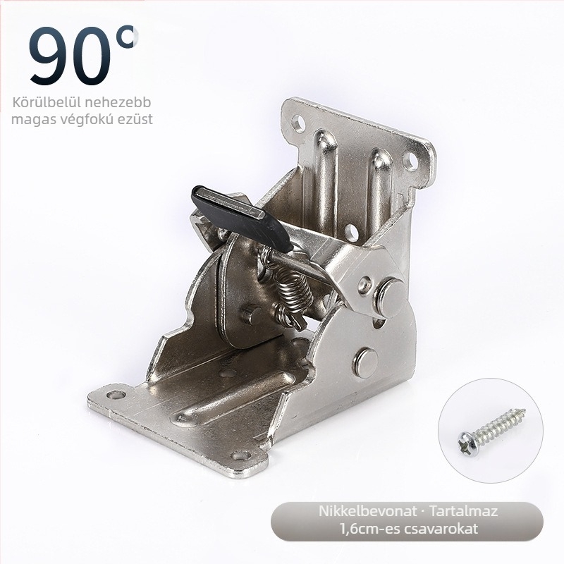 90°-os önzáró hajtózsanér bútorokhoz – asztalok és padok számára, magas szilárdságú acélból, gyártási folyamatok: bélyegzés, rivetálás és bevonatolás