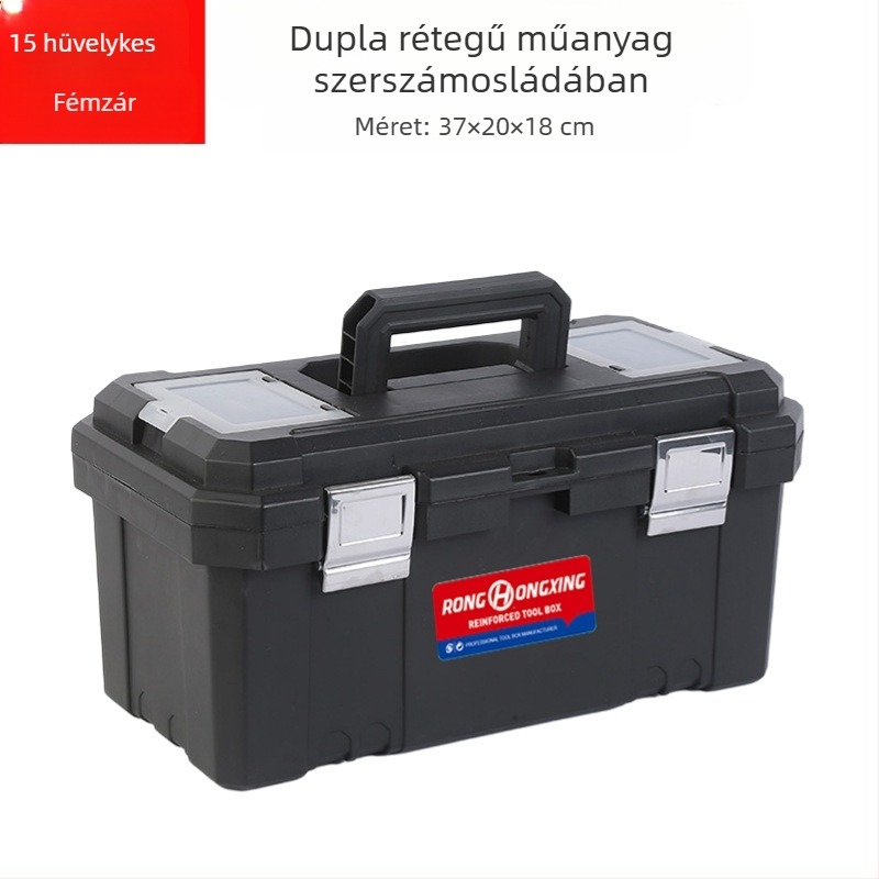 Kétoldalas PP vastagított műanyag szerszámosláda, testreszabható, otthoni és autós használatra