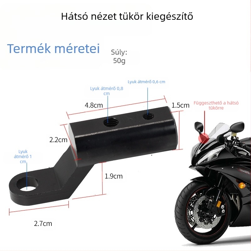 Motorkerékpár lámpa rögzítő keret, előre látható felfüggesztéssel, csőcsíptető és első sárvédő lámpatartó