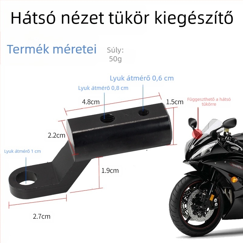 Motorkerékpár lámpa rögzítő keret, előre látható felfüggesztéssel, csőcsíptető és első sárvédő lámpatartó
