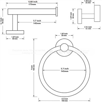 Rozsdamentes acél törölközőgyűrű készlet Brushed felülettel, terhelhetőség 30 kg, 1 réteg, fürdőszobai tárolás (Anyag: Rozsdamentes acél; Felület: Brushed; Terhelhetőség: 30 kg; Rétegek: 1; Funkció: Tárolás)