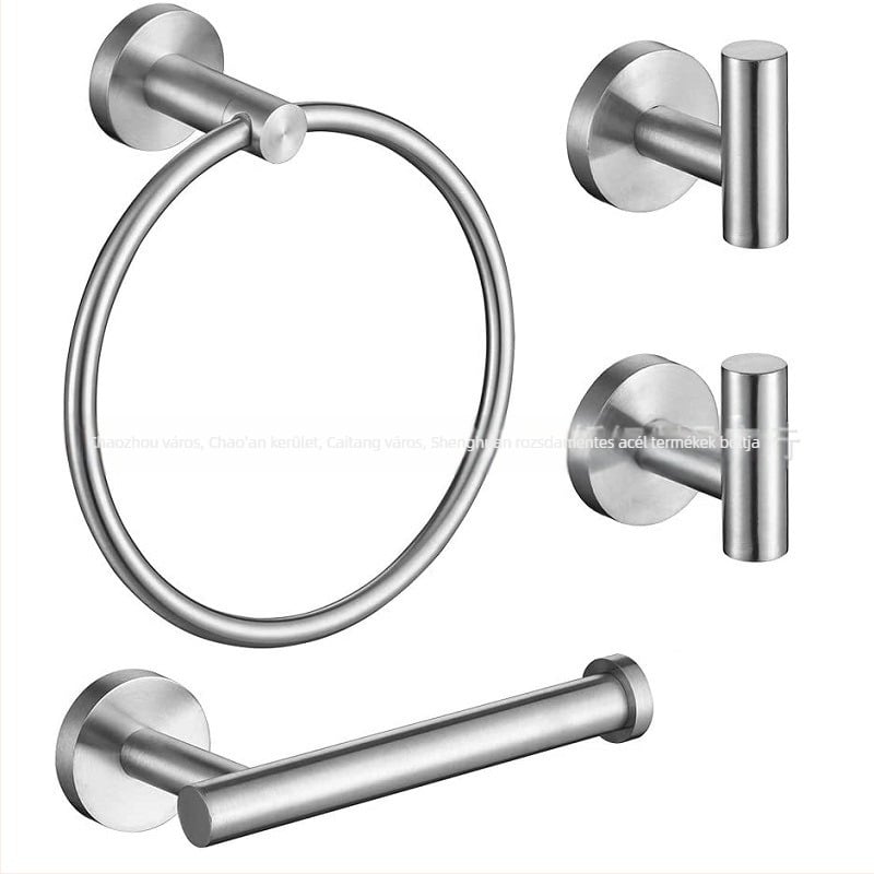 Rozsdamentes acél törölközőgyűrű készlet Brushed felülettel, terhelhetőség 30 kg, 1 réteg, fürdőszobai tárolás (Anyag: Rozsdamentes acél; Felület: Brushed; Terhelhetőség: 30 kg; Rétegek: 1; Funkció: Tárolás)