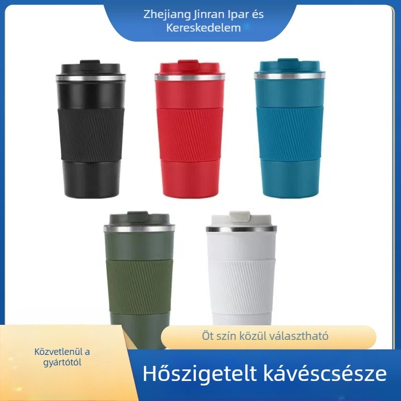 Utazó kávés termosz fedéllel — csepegésmentes, vákuum-izoláció 0–6 óra; belső 304 rozsdamentes acél, külső 201 rozsdamentes acél; nagy kapacitás