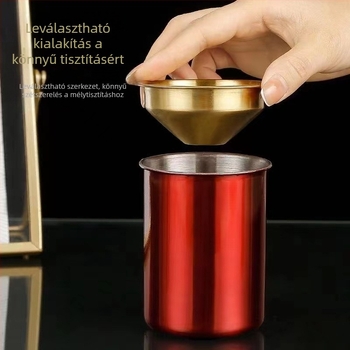 Rozsdamentes acélból készült tölcsér alakú hamutartó fedéllel – otthonra és irodába, a hamu szóródásának megelőzése