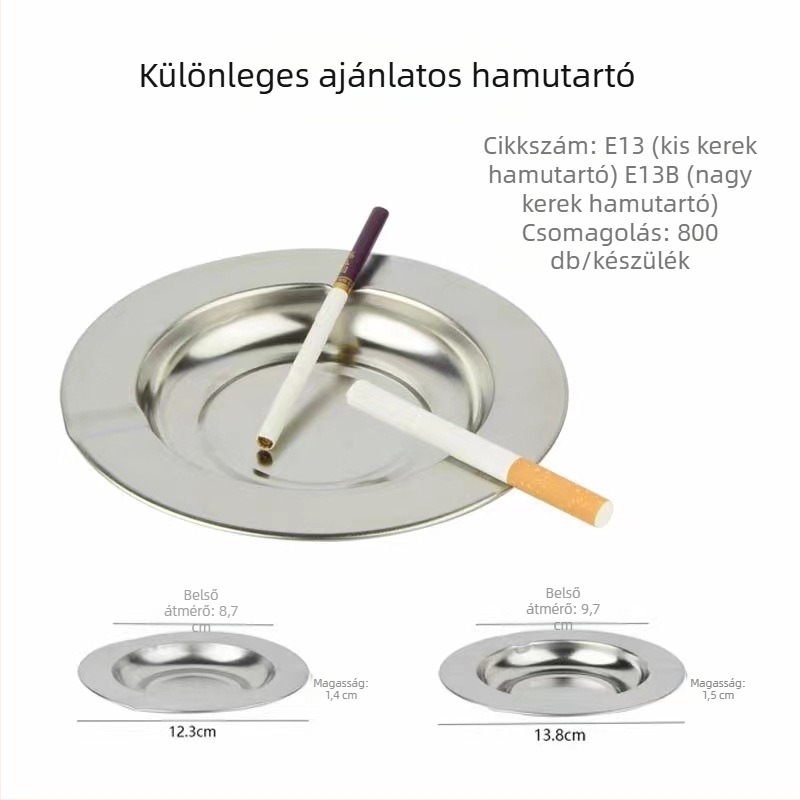 Rozsdamentes acélból készült tölcsér alakú hamutartó fedéllel – otthonra és irodába, a hamu szóródásának megelőzése