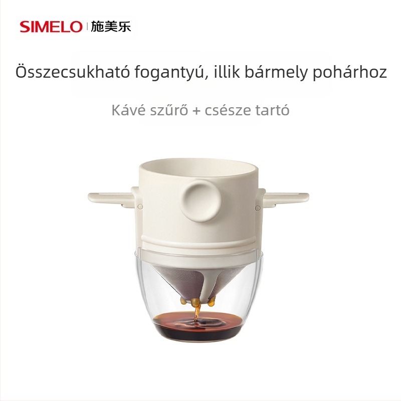 SIMELO pour-over kávéfilter rozsdamentes acélból, 304-es, hajtogatható, otthoni használatra
