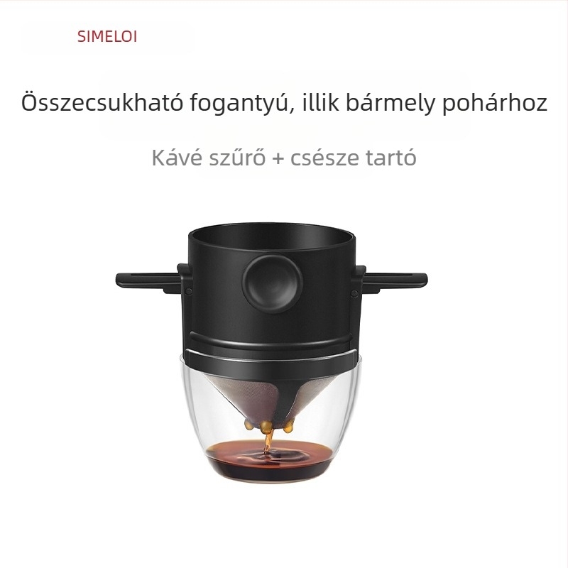 SIMELO pour-over kávéfilter rozsdamentes acélból, 304-es, hajtogatható, otthoni használatra