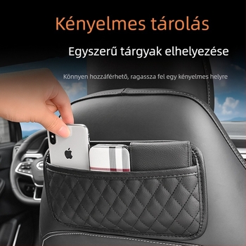 Bőr autóülés hátsó tároló táska — Testreszabható, függőleges rögzítés, logónyomtatás elérhető