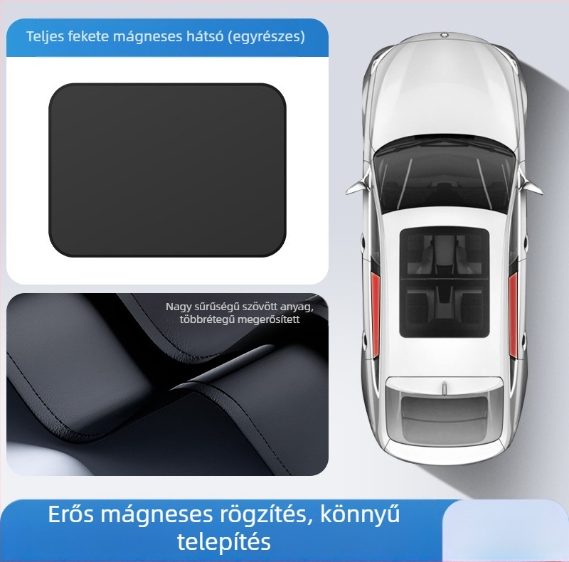 Autó hátsó oldalsó ablakának sín típusú árnyékolója; átlátszatlan poliészter, univerzális illeszkedés, akasztós kivitel