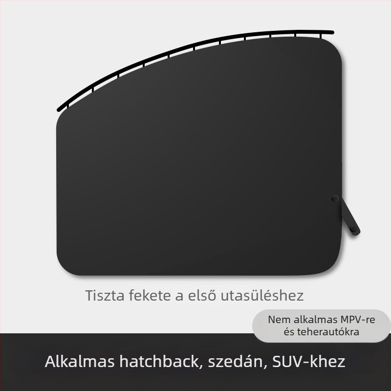 Autó hátsó oldalsó ablakának sín típusú árnyékolója; átlátszatlan poliészter, univerzális illeszkedés, akasztós kivitel